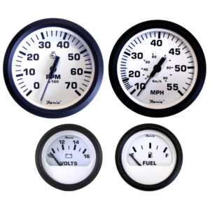 FARIA EURO WHITE BOX SET OUTBOARD SPEEDO TACH (7000)
