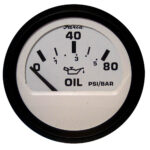 FARIA EURO WHITE 2" OIL PRESSURE GAUGE 80 PSI