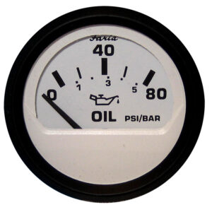 FARIA EURO WHITE 2" OIL PRESSURE GAUGE 80 PSI