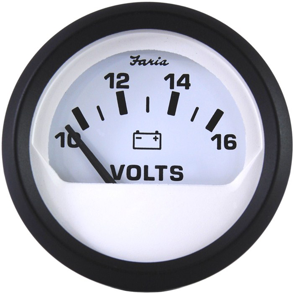 FARIA EURO WHITE 2" VOLTMETER 10-16VDC