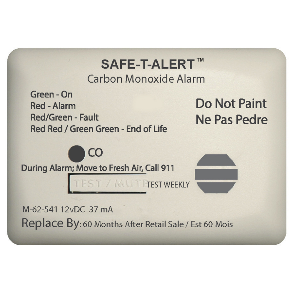 SAFE T ALERT 62 SERIES WHITE CARBON MONOXIDE 12V WITH RELAY