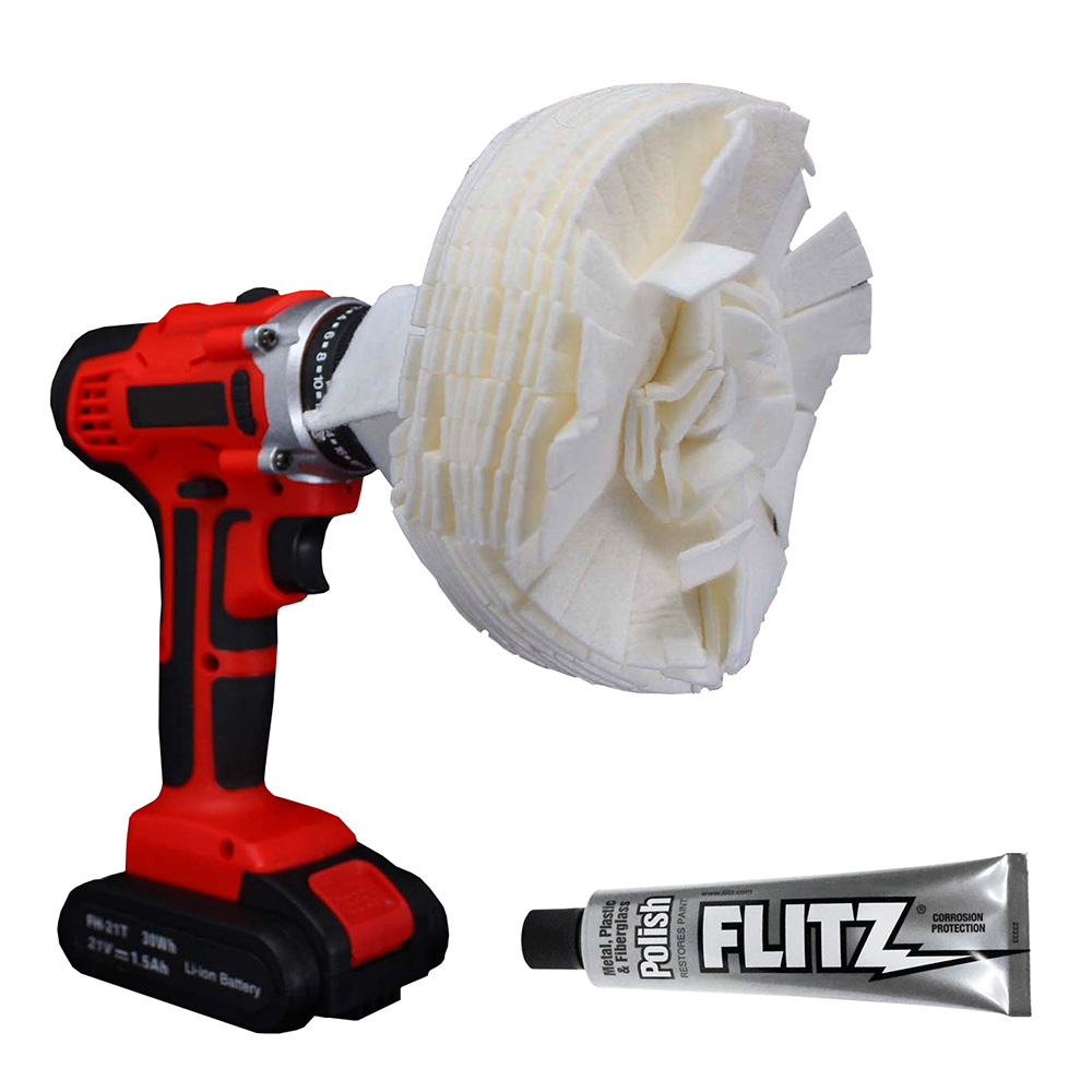 FLITZ BUFF BALL X-LARGE WHITE 7" DIAMETER WITH 1.76 OZ TUBE