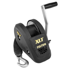 FULTON 1500 LBS. SINGLE SPEED WINCH W/20' STRAP, BLACK COVER