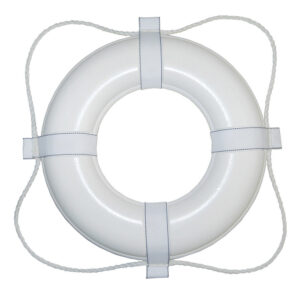 TAYLOR MADE 24" WHITE W/WHITE ROPE FOAM RING BUOY