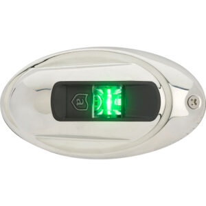 ATTWOOD LIGHTARMOR GREEN OVAL NAVIGATION LIGHT STAINLESS