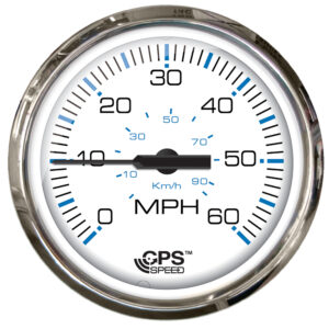 FARIA CHESAPEAKE WHITE SS 4" SPEEDOMETER 60 MPH GPS STUDDED