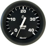 FARIA 4" TACHOMETER EURO STYLE BLACK W/WHITE LETTERS 4000 RPM DIESEL MECHINICAL