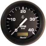 FARIA EURO BLACK 4" TACHOMETER W/HOURMETER (4000 RPM)(DIESEL)