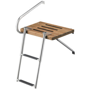 WHITECAP TEAK SWIM PLATFORM W/ 2 STEP TELESCOPING LADDER