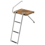 WHITECAP TEAK SWIM PLATFORM W/ 3 STEP TELESCOPING LADDER