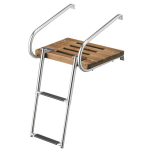 WHITECAP TEAK SWIM PLATFORM W/ 2 STEP TELESCOPING LADDER