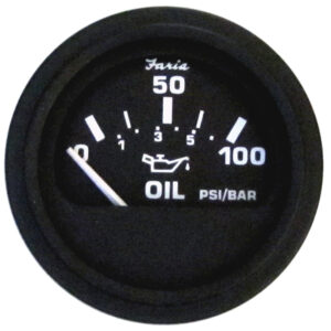 FARIA EURO BLACK 2" OIL PRESS GAUGE (100 PSI)