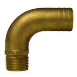 GROCO 3/4" NPT-90 X 1" ID HOSE BARB FULL FLOW ELBOW