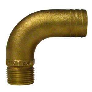 GROCO 1 1/4" NPT-90 X 1 1/2" ID HOSE BARB FULL FLOW ELBOW