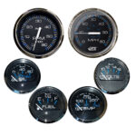 FARIA CHESAPEAKE BLACK W/SS BEZEL BOX SET OF 6 GAUGES -