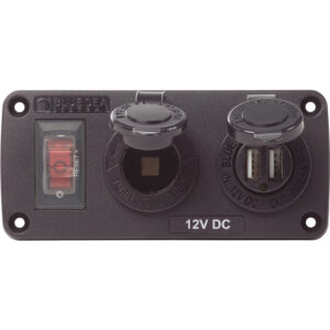 BLUE SEA 4363 ACCESSORY PANEL 12V SOCKET & DUAL USB