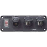 BLUE SEA 4365 ACCESSORY PANEL 12V SOCKET & 2X DUAL USB