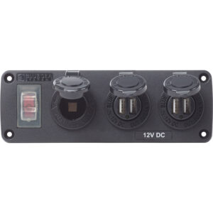 BLUE SEA 4365 ACCESSORY PANEL 12V SOCKET & 2X DUAL USB