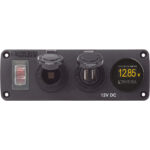 BLUE SEA 4366 ACCESSORY PANEL 12V SOCKET, DUAL USB &