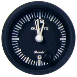 FARIA EURO BLACK 2" CLOCK  (QUARTZ) (ANALOG)
