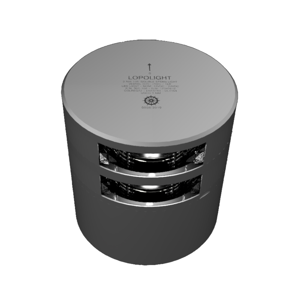 LOPOLIGHT DOUBLE STACKED STERN LIGHT 3NM SILVER HOUSING