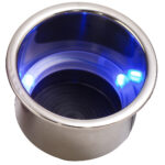 SEA DOG SS FLUSH MOUNT DRINK HOLDER COMBO JUMBO W/BLUE LED
