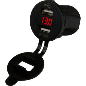 SEA DOG ROUND DUAL USB SOCKETS W/HIDDEN VOLTMETER