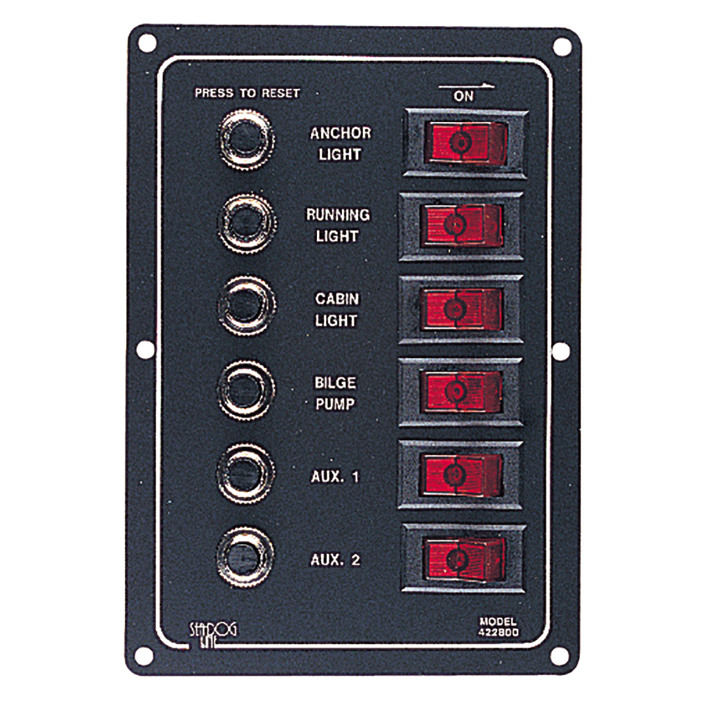 SEA DOG ALUMINUM CIRCUIT BREAKER PANEL SIX CIRCUT