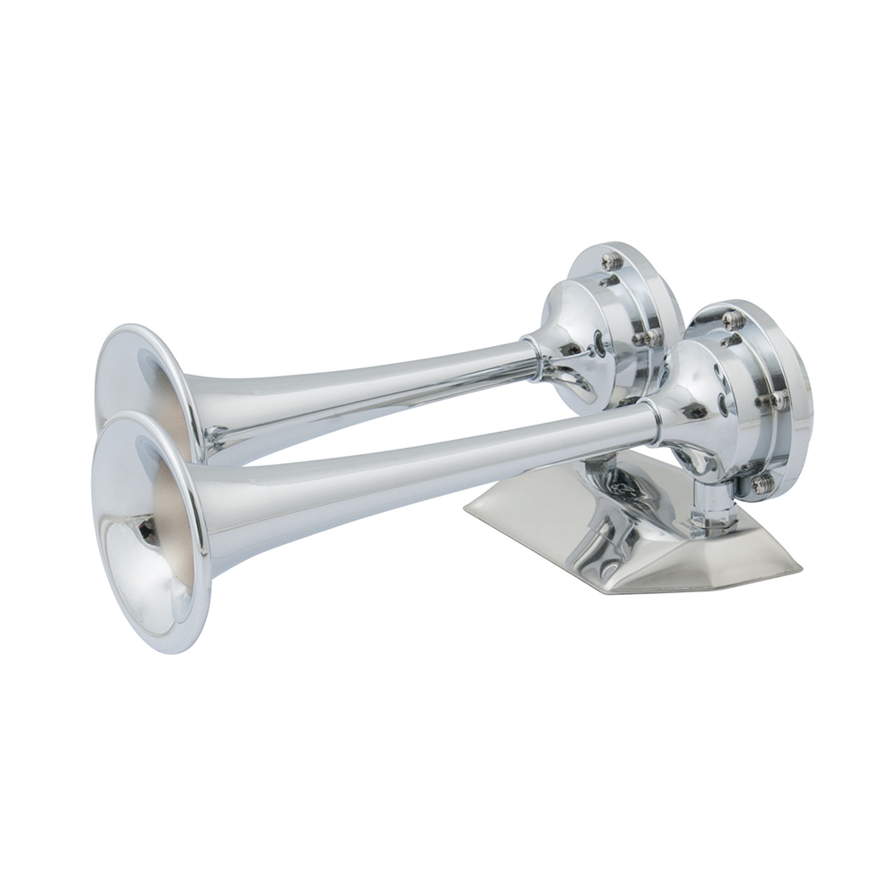 MARINCO 12V CHROME PLATED DUAL TRUMPET MINI AIR HORN
