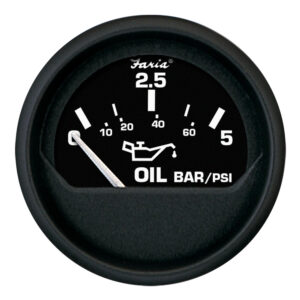 FARIA EURO BLACK 2" OIL PRESS  GAUGE - METRIC (5 BAR)