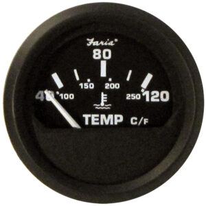 FARIA EURO BLACK 2" WATER  TEMP GAUGE - METRIC (120C)