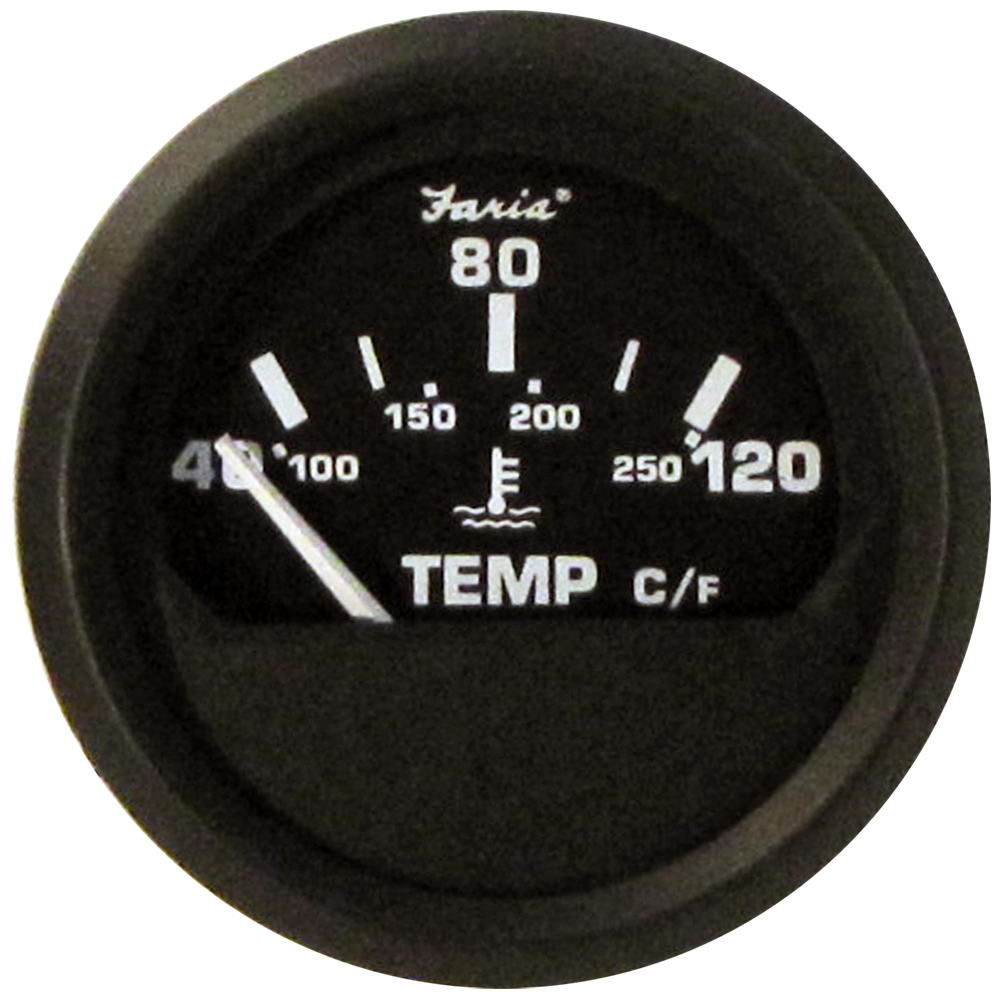FARIA EURO BLACK 2" WATER TEMP GAUGE - METRIC (120C)