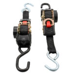 CAMCO TIE DOWN STRAPS 1" WIDTH RETRACTABLE 6" DUAL HOOKS