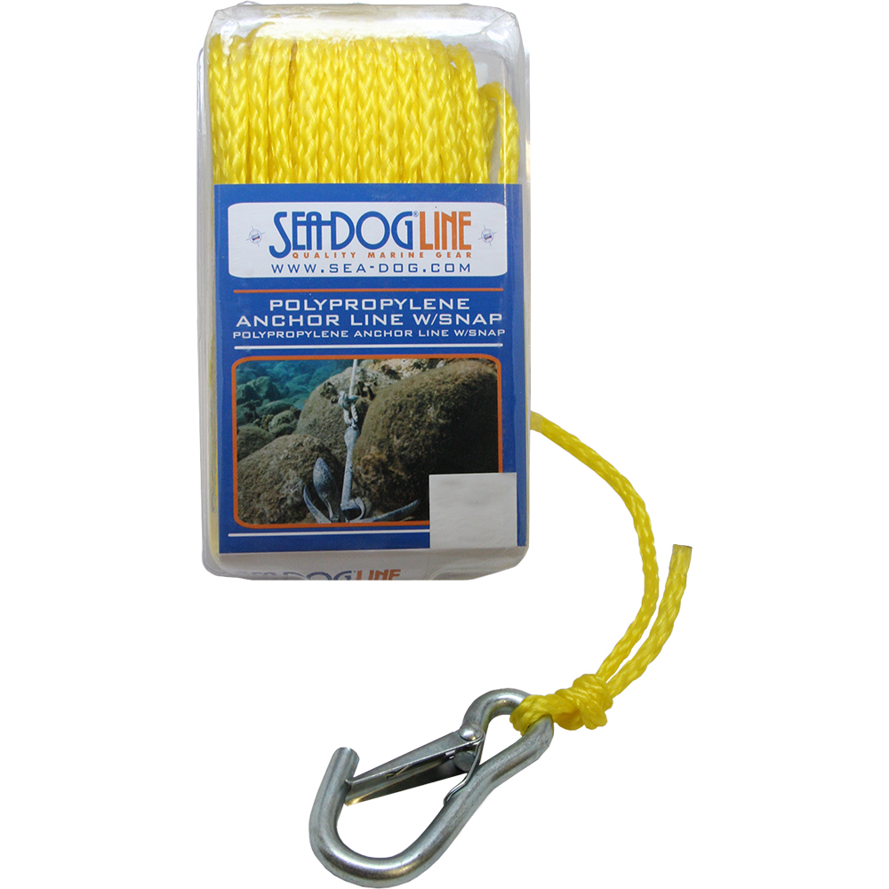 SEA DOG POLY PRO ANCHOR LINE W/SNAP 1/4" X 50' YELLOW
