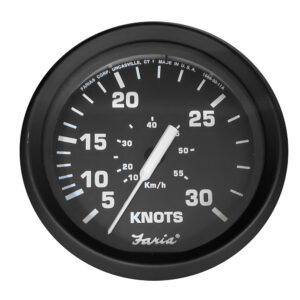 FARIA EURO BLACK 4" 30 KNOT  SPEEDOMETER F/ MECHANICAL