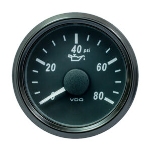 VDO SINGLEVIU 52MM (2-1/16") OIL PRESSURE GAUGE - 80 PSI