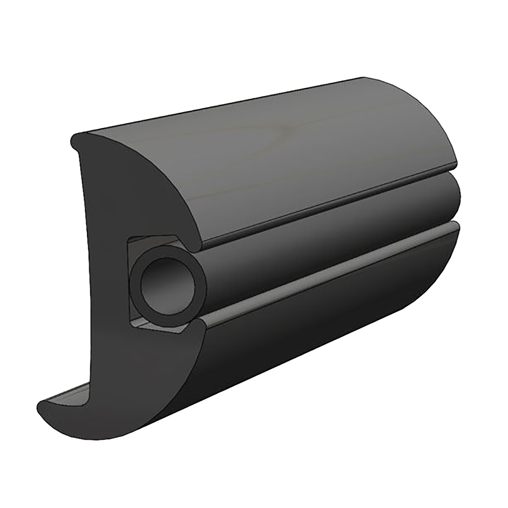 TACO FLEXIBLE VINYL BLACK RUB RAIL 1-1/16" X 1-7/8" 50'L