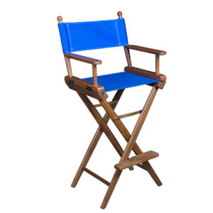WHITECAP TEAK CAPTAIN'S CHAIR WITH BLUE SEAT COVERS