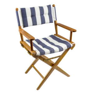 WHITECAP TEAK DIRECTOR'S CHAIR WITH NAVY & WHITE CUSHION