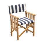 WHITECAP TEAK DIRECTOR'S CHAIR II WITH NAVY & WHITE CUSHION
