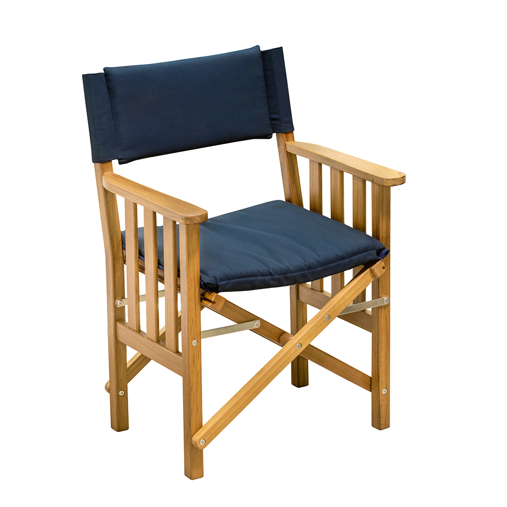 WHITECAP TEAK DIRECTOR'S CHAIR II WITH NAVY CUSHION