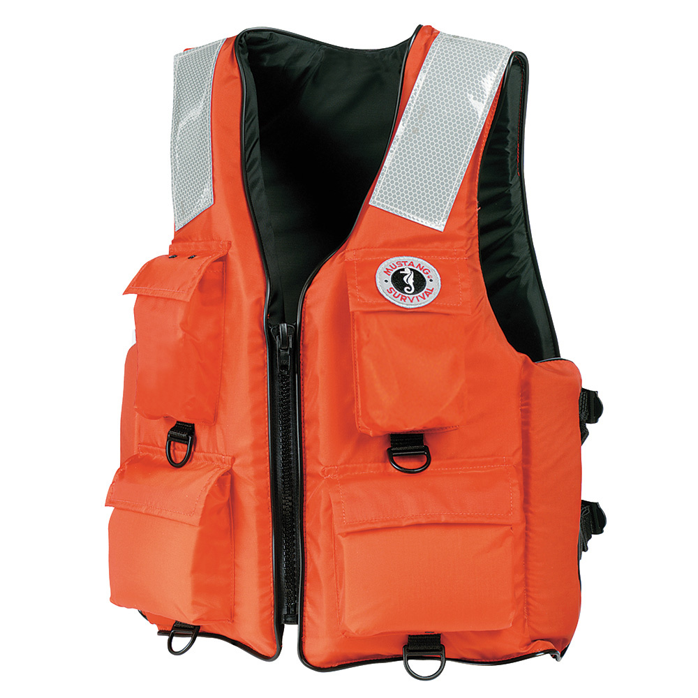 MUSTANG 4-POCKET FLOTATION VEST SMALL ORANGE