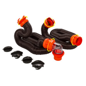 CAMCO RHINOFLEX 20' SEWER HOSE KIT W/ 4 IN 1 ELBOW CAPS