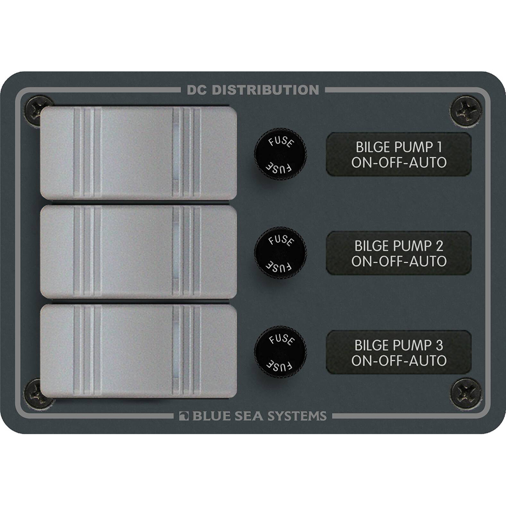 BLUE SEA 8665 WATER-RESISTANT BILGE PANEL 3 CONTURA SWITCHES