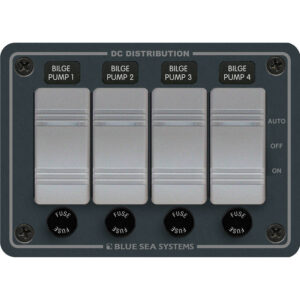 BLUE SEA 8666 WATER-RESISTANT BILGE PANEL 4 CONTURA SWITCHES