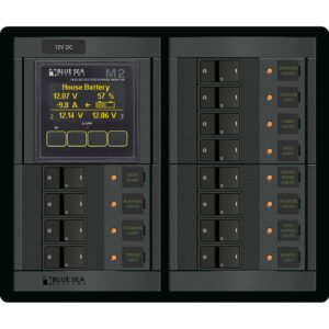 BLUE SEA 1496 360 PANEL 12V 12 POS FLAT ROCKER M2 SOC