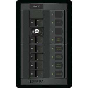 BLUE SEA 1503 360 PANEL 120V 30A ELCI PLUS 5 FLAT ROCKERS