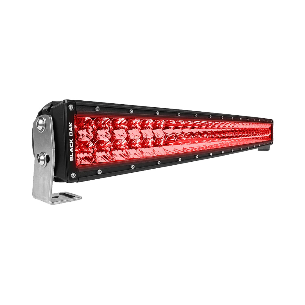 BLACK OAK 30" CURVED PREDATOR RED LED DOUBLE ROW LIGHT BAR