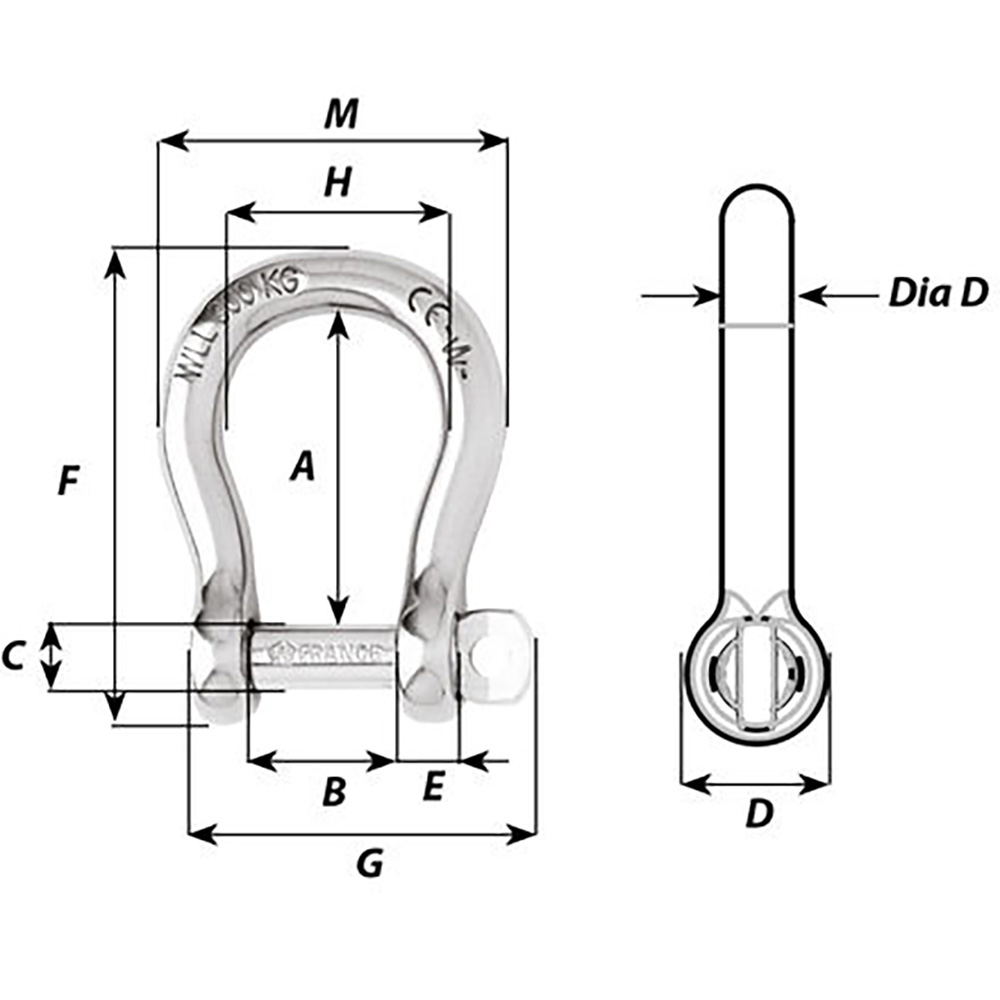 WICHARD 25/32 BOW SHACKLE NOT SELF LOCKING - Image 2