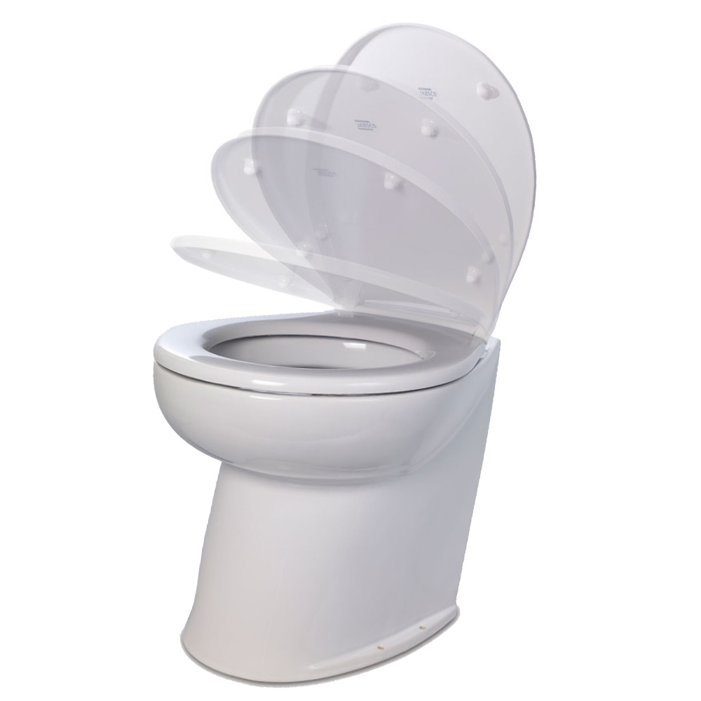 JABSCO DELUXE FLUSH FRESHWATER ELECTRIC TOILET W/ ANGLED BACK